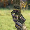Original, hand knitted, warm, woolen Mittens "Pansies"