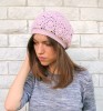 Original, comfortable, soft hand-crocheted hat, alpaca wool and silk