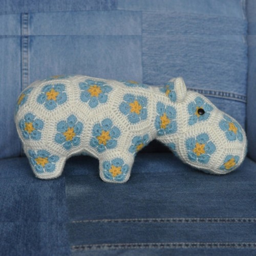Soft crochet Toy, Flowery Hippopotamus "Desdemona Da Hippo"