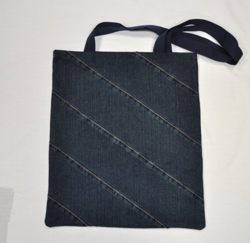 Recycled  dark blue denim shopping bag