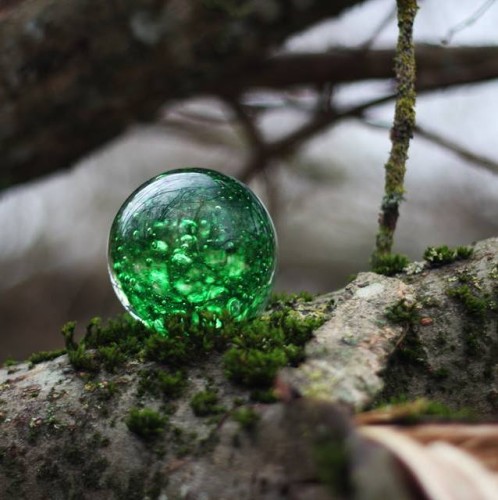 Clear green glass paperweight