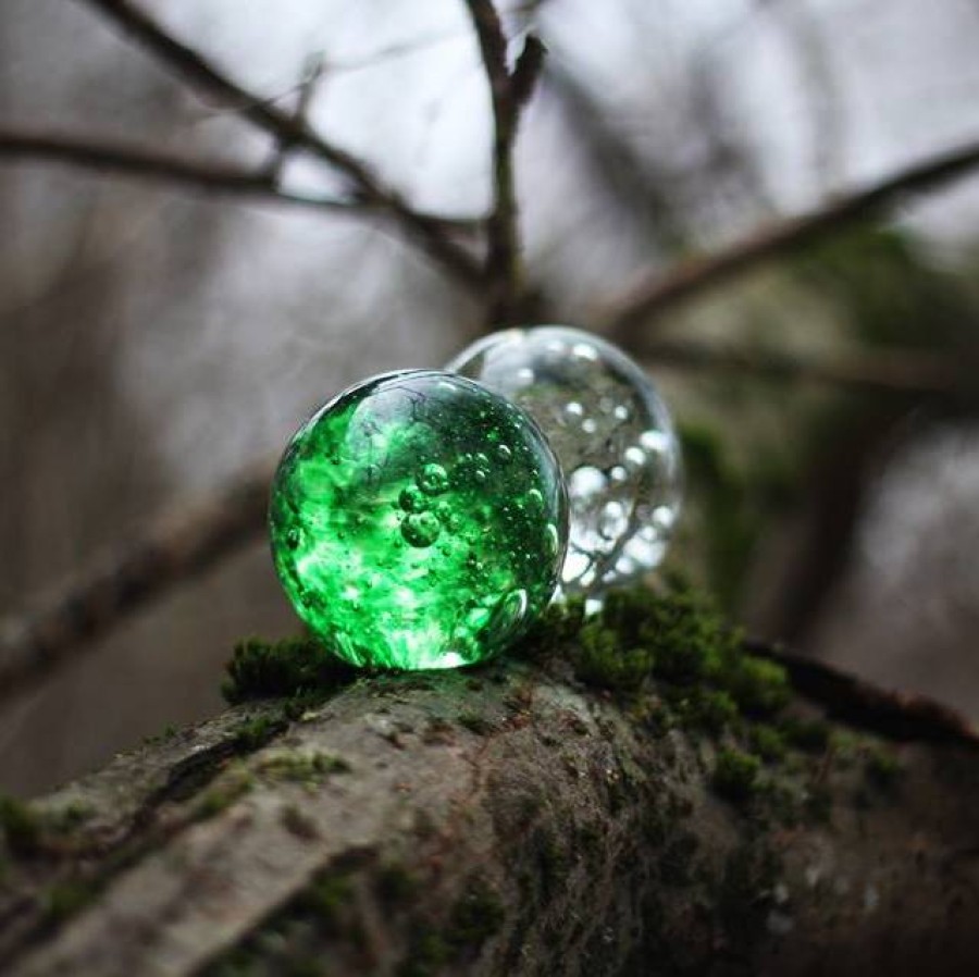 Clear green glass paperweight