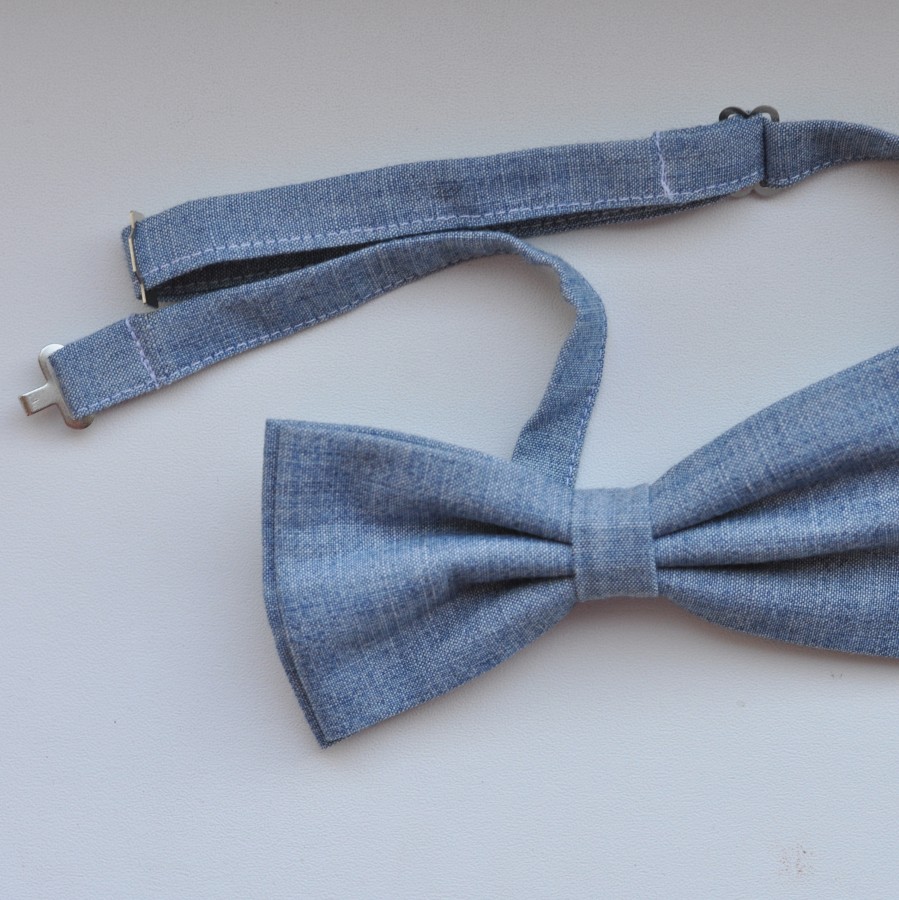 Light blue recycled denim bow-tie