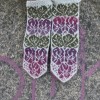Original, woollen, hand knitted Mittens "Violets"