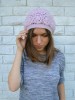 Original, comfortable, soft hand-crocheted hat, alpaca wool and silk