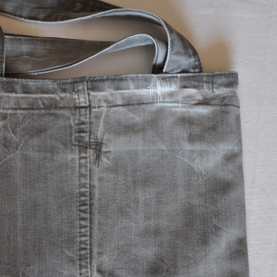 Recycled gray denim shopping bag